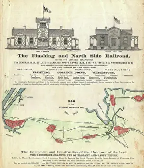 Railroad Prints: 1873 Beers Map of the Flushing Railroad, Long Island, Queens, New York