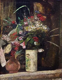 Petal Prints: 1882 Flowers on the Chimneypiece. (Lesser Ury; Birnbaone/westpreuben 1861-1931 Berlin)