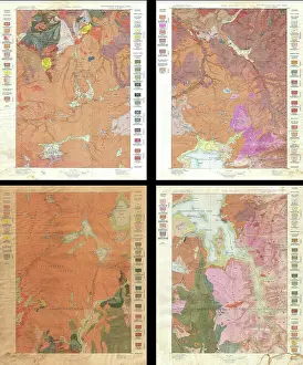 Geological Prints: 1896 U.S. Geological Survey Geological Map of Yellowstone National Park (4 sheets)