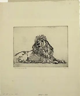 Spatial Prints: A 1915 etching by Carl Anton Reichel titled Fuse depicts figures and objects in a detailed composition