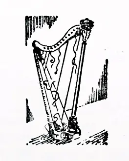 Instrument Prints: 1916 illustration of the broken harp representing Ireland during the failed 1916 Easter Rising