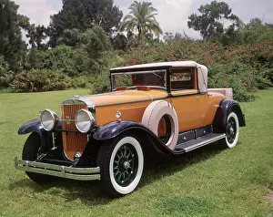 Autos Prints: 1920S 1930S Cadillac Convertible Roadster Yellow And Black With Whitewall Tires Vintage Antique