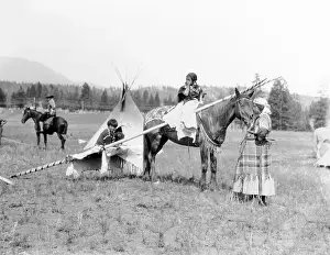 Oldtime Prints: 1920s NATIVE AMERICAN SIOUX FAMILY WOMAN MOTHER CHILDREN BY TEPEE GIRL DAUGHTER ON HORSEBACK