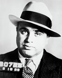 Gang Prints: 1920s PRISON MUG SHOT OF CHICAGO GANGSTER SCARFACE AL CAPONE