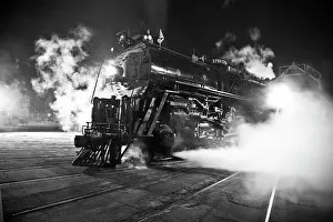 Low Angle Prints: 1927 Santa Fe 3751 restored 4-8-4 steam locomotive on turntable, side view