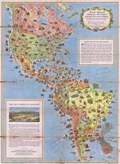 Pictorial Prints: 1930 Pictorial Map of North America and South America