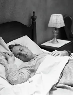 Asleep Prints: 1930S Man Sleeping Asleep In Bedroom