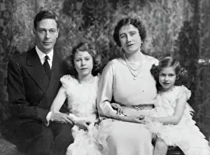 Lady Elizabeth Bowes Prints: In 1937, now Queen Elizabeth, with the two Princesses - Elizabeth on the left