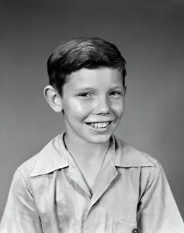 People Children Prints: 1940S 1950S Smiling Boy Portrait School Photo