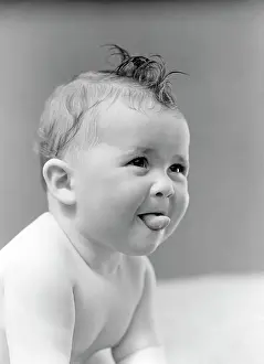 Cheeky Prints: 1940S Cute Baby Sticking Out Tongue Studio