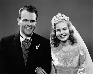 Attractive Prints: 1940S Portrait Of Bride & Groom