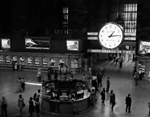 Grand Prints: 1950S 1959 Grand Central Passenger Railroad Station Main Hall Information Booth And Train Ticket Windows Nyc Ny Usa