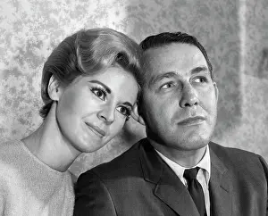 Man And Woman Prints: 1960S Couple Man Woman Portrait Wife Husband Leaning Head To Head Romantic