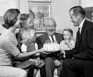 Mid Adultman Prints: 1960s FAMILY BIRTHDAY PARTY CAKE 3 GENERATIONS