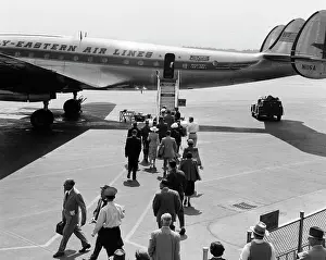 Boarding Prints: 1960S Passengers Boarding Prop Plane Ladder Tarmac Travel Vacation Airport Eastern Air Lines