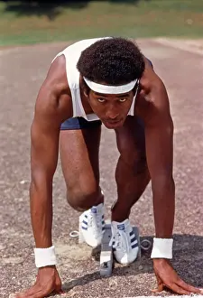 Runner Prints: 1970S African-American Athlete Runner At Starting Block
