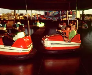 Thrill Prints: 1970S Children Boys Girls Riding Bumper Cars Ride At Amusement Park