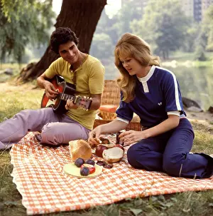 Nourishment Prints: 1970S Two Couples Backyard Picnic Bbq Barbecue Party