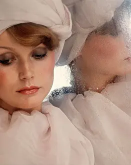 People Adults Prints: 1970S Pensive Blond Woman In White Hat And Clothing Fashion