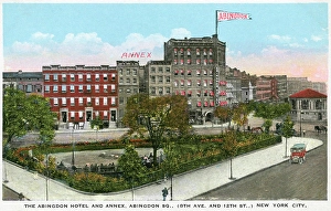 1910s Prints: Abingdon Hotel and Annex, Abingdon Square, New York City, America Date: C. 1910