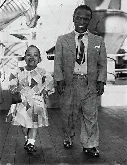 1952 Prints: Aboard the Wanganella this morning where this Pygmies who are here far the Royal Easter show