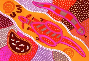 21st Prints: Aboriginal Painting John Newcomb, Watercolor, 2005