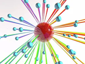 Glass Material Prints: Abstract artwork with connected spheres