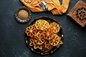 Studio Photo Prints: Achappam (also Achu Murukku) - deep-fried rice flour rose biscuits, India, Syria
