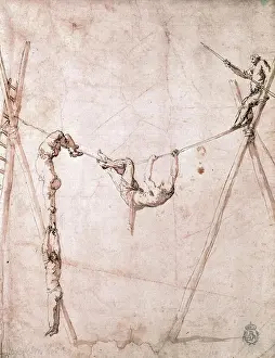 Arts Culture And Entertainment Prints: Acrobats on Loose Wire by Jusepe De Ribera, 1591-1652