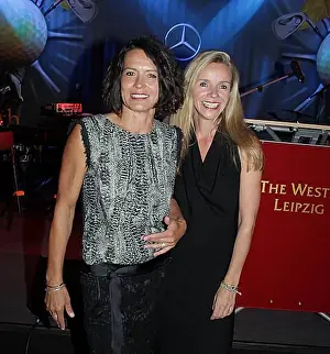 Golf Prints: Actress Ulrike Folkerts and her partner Katharina Schnit at the 6th GRK Golf Charity Masters 2013