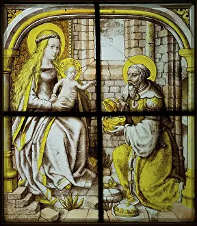 Crown Prints: The Adoration of the Magi; Colorless glass. artist unknown