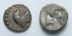 Greece Prints: Aegineatan Drachm, c. 482 BC. Greece, 5th century BC. Silver; diameter: 2.1 cm (13/16 in.)