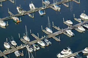 Harbor Prints: Aerial of boats in Portland Harbor in Portland Maine