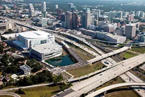 Florida Prints: Aerial of Downtown Orlando Skyline
