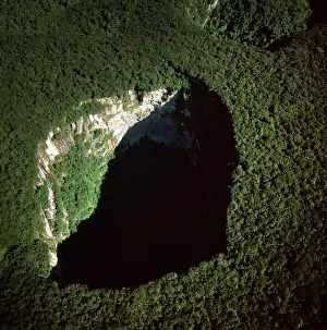 Venezuela Prints: Aerial image of Sarisarinama Sinkhole