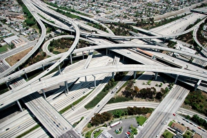 Motorway Prints: Aerial of the Judge Harry Pregerson Interchange near the Athens and Watts communities of Los Angeles