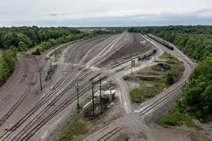 Rail Prints: Aerial view of an empty abandoned train yard