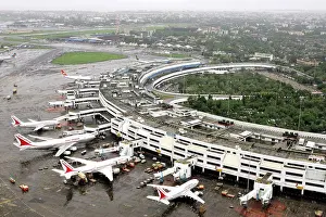 Planes Prints: An aerial view of Air India aircrafts parked