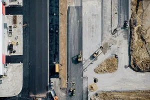Dirt Prints: Aerial view of a construction site
