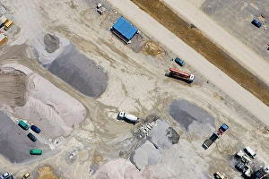 Construction Site Prints: Aerial view of a construction site