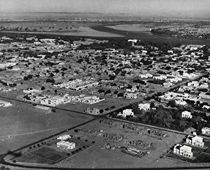 Sudan Prints: An aerial view of Khartoum seen from a boac speedbird solent flying boat. December 2, 1953
