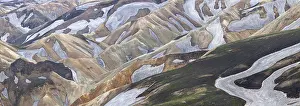 Glacier Prints: An aerial view of the Landmannalaugar Mountains in Iceland