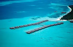 Lonely Prints: Aerial View of Medhufushi Island, Maldives, Indian Ocean, Meemu Atoll