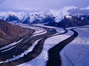 Curve Prints: Aerial view of medial moraines on the Russell Glacier with 15