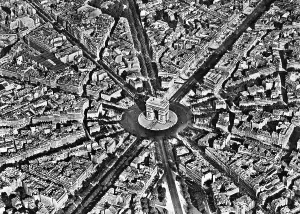 Arc De Triomphe Prints: Aerial view of a monument in a city, Arc de Triomphe, Paris, France