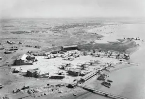 World War Two Prints: Aerial view of the RAF flying boat base at Korangi Creek