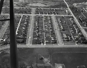 Property Prints: Aerial view of Richmond, Indiana showing a new housing project finished in 1945