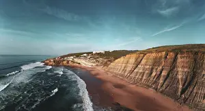 Getaway Prints: Aerial view of waves on a beautiful sandy ocean beach