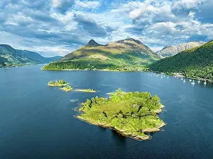 Top Down Prints: Aerial view of the western part of Loch Leven with the historic island of Eilean Munde