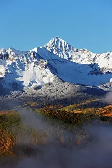 Aspiration Prints: Aerial View of Wilson Peak, Clouds, And Changing Fall Colors
